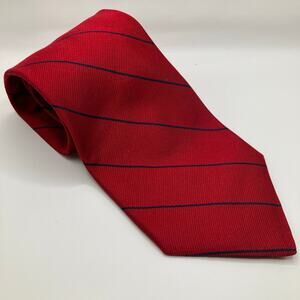 Vintage Benchmark 100% Silk Red Navy Stripe Wide Tie Preppy Classic Office Gift